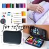 Purple PU Portable Travel Sewing Kit 24 Colors Thread Spools Sewing Accessories Supplies for Adults Kids Beginner Emergency DIY Home